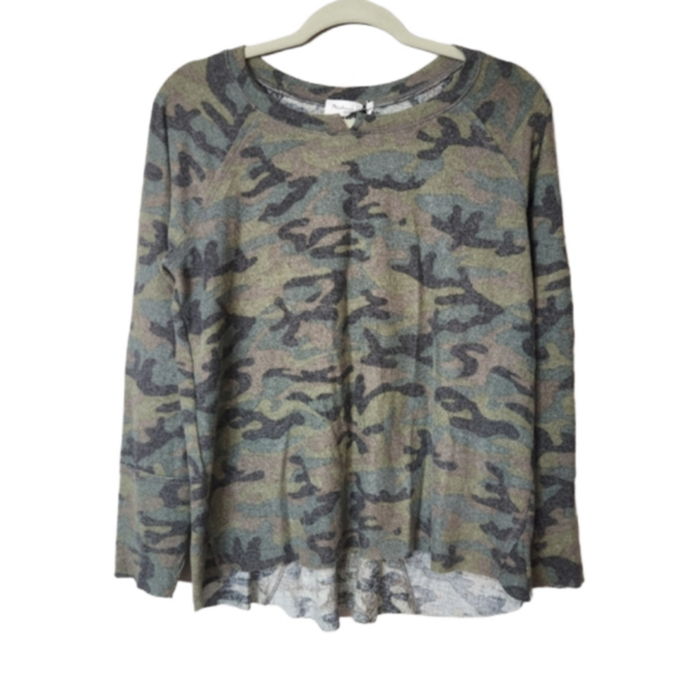 Michael Stars Top Green Camo Long Sleeve Terra Shirt NWT size MP